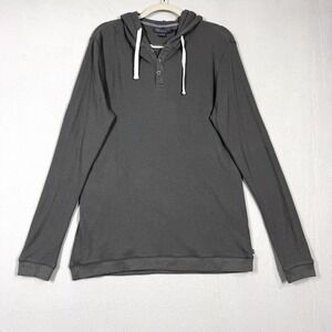 Free Fly Hoodie Mens Large Bamboo Waffle Knit Henley Pullover Grey Thermal Shirt